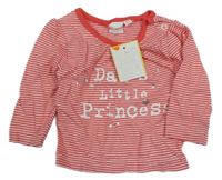 Nové - Červeno-bílé pruhované triko s nápisem a hvězdami Bluezoo