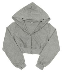 Sivá melírovaná prepínaci crop mikina s kapucňou Shein