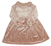 Ružové zamatové šaty s golierikom H&M