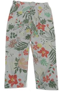 Biele kvetované capri legíny s listami Kids