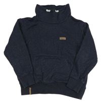 Tmavomodrá melírovaná mikina s nášivkou a komínovým golierom Yigga