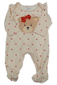 Marhuľový overal so srdiečkami a medvěďom