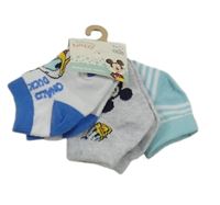 Nové - 3x ponožky - bílé s Donaldem + světlešedé melírované s Mickeym a Donaldem + pruhované s Mickeym Disney