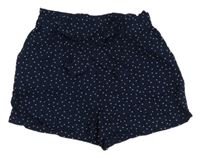 Tmavomodré bodkovaná é ľahké kraťasy s opaskom JBC