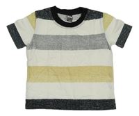 Bielo-čierno-sivé pruhované tričko