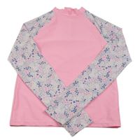 Růžové UV triko s květinami F&F