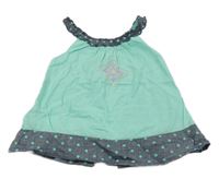 Tyrkysovo-tmavomodrý top s výšivkou a bodkami Orchestra