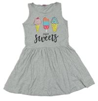 Šedé melírované bavlněné šaty se zmrzlinami Y.F.K.