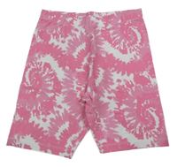 Růžovo-bílé batikované elastické kraťasy Primark