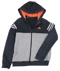 Antracitovo-sivá prepínaci mikina s logom a kapucňou Adidas