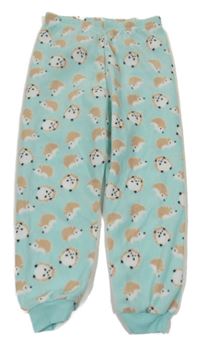 Tyrkysové fleecové pyžamové kalhoty s ježky Primark