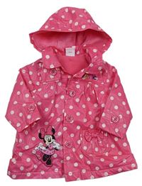 Ružový pogumovaný jarný kabát s bodkami a kapucňou Disney