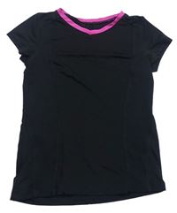 Čierne športové tričko s růžovým lemem