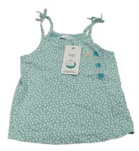 Světlemodro-bílý květovaný top s plameňákem M&S