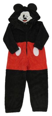 Černo-červená chlupatá kombinéza s kapucí - Mickey H&M
