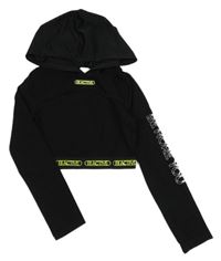 Černé sportovní crop tričko s kapucí River Island