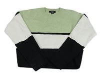 Zeleno-bielo-čierny crop sveter zn. New Look