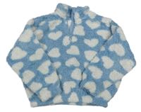 Modro-biela vzorovaná huňatá crop mikina F&F