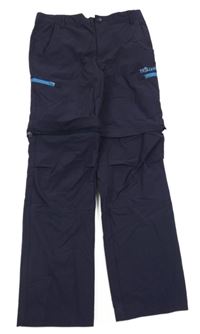 Tmavomodré šusťákové funkční kalhoty s logem TrollKids