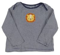 Tmavomodro-biele pruhované tričko s lvem F&F