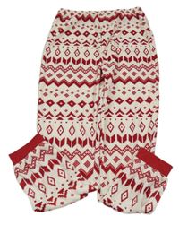 Červeno-biele vzorované plyšové pyžamové nohavice Primark