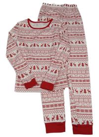 Červeno-bílé vzorované pyžamo Shein