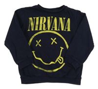 Tmavomodrá mikina s potiskem - Nirvana