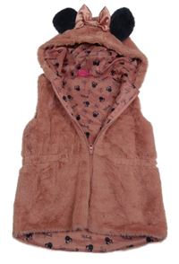 Staroružová kožušinová podšitá vesta s kapucí - Minnie Disney