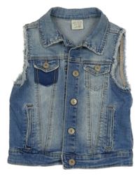 Modrá rifľová vesta s vreckami Zara