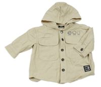 Světlebéžová lehká riflová bunda se smajlíkem a kapucí Next