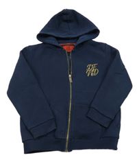 Tmavomodrá prepínaci mikina s logom a kapucňou DFND