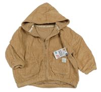 Nové - Hnědá podšitá manšestrová bunda s kapucí George