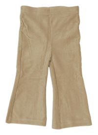 Svetlobéžové rebrované zamatové flare tepláky