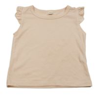 Pudrové tričko s volánikmi shein