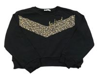 Čierna crop mikina so vzorovaným pruhom Bluezoo