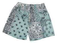 Mintovo-bielo-čierne vzorované ľahké kraťasy shein