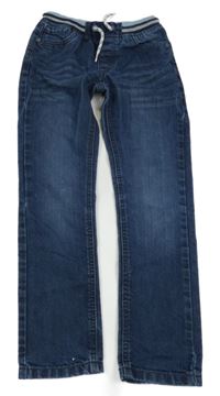 Tmavomodré skinny rifle s úpletovým pasem C&A