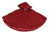 Rubínové flaušové pončo s kapucňou