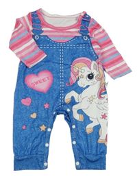 Modro-ružový overal s jednorožcom