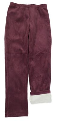 Vínové rebrované plyšové legíny Topolino