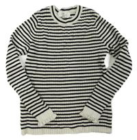 Smetanovo-čierny pruhovaný rebrovaný ľahký sveter H&M