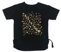 Čierne tričko s leopardím vzorom a nápisom George