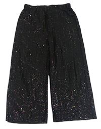 Čierne rebrované culottes trblietavé nohavice M&Co.