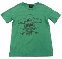 Zelené tričko s lebkou Quiksilver