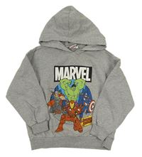 Šedá mikina se superhrdiny a kapucí Marvel