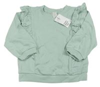 Nové - Mintová mikina s volánky s madeirou H&M