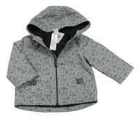 Sivá melírovaná šušťáková jarná bunda s kapucňou