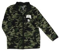 Nové - Khaki-černá army fleecová propínací mikina F&F