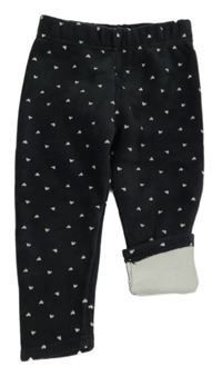 Tmavošedé plyšové zateplené legíny se srdíčky Topomini