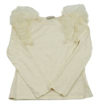 Smotanové tričko s tylovymi volániky Matalan